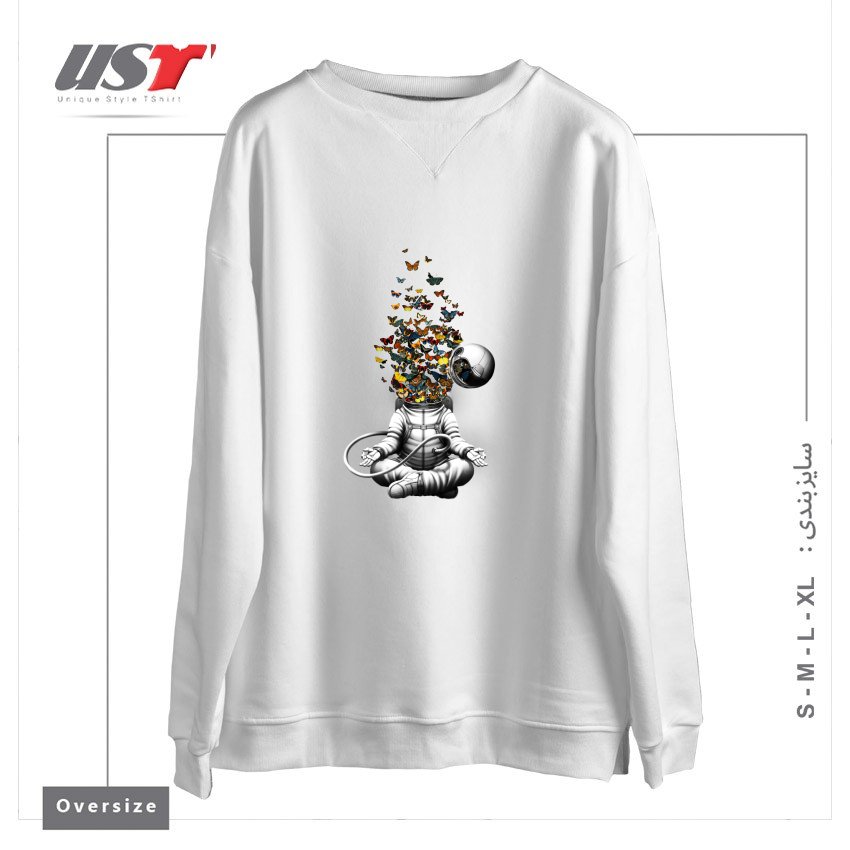 سوییشرت اورسایز طرح RELEASE - MEDITATION BUTTERFLY COLLAGE