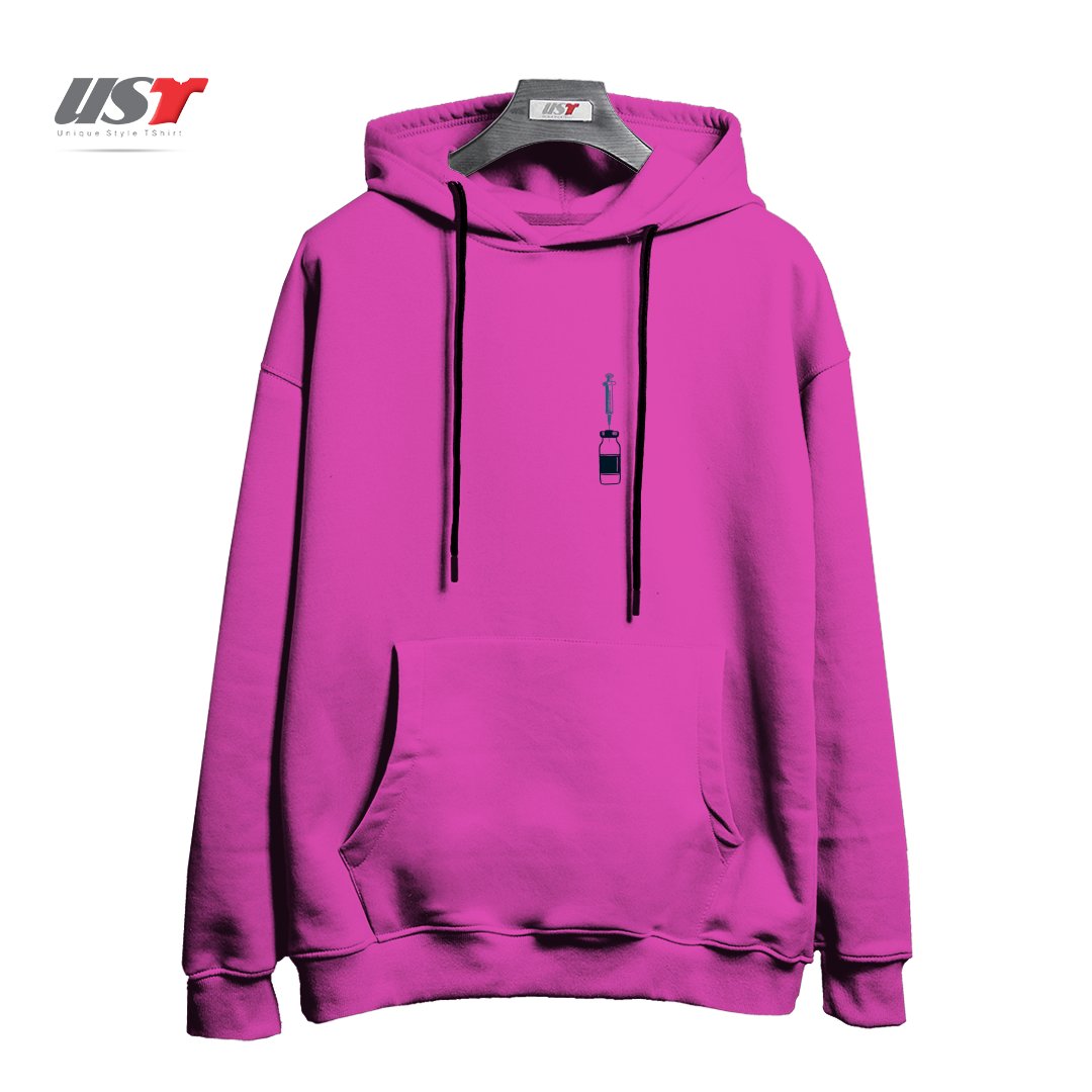 طرح VINTAGE VACCINES - SMALL ON WHITE هودی اورسایزرنگ صورتی