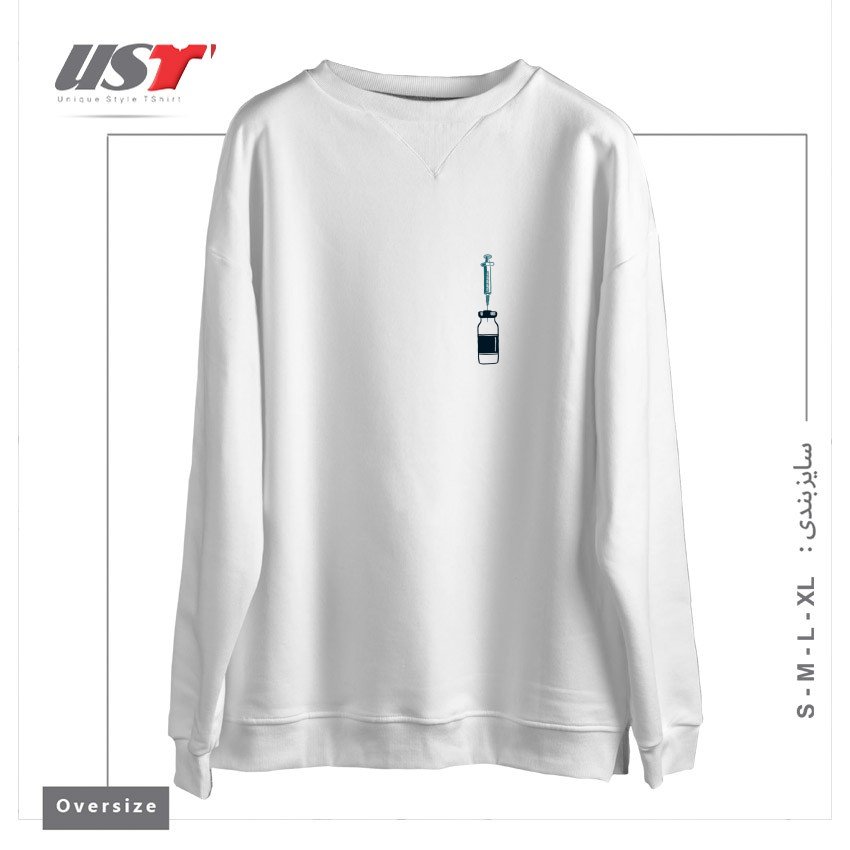 سوییشرت اورسایز طرح VINTAGE VACCINES - SMALL ON WHITE