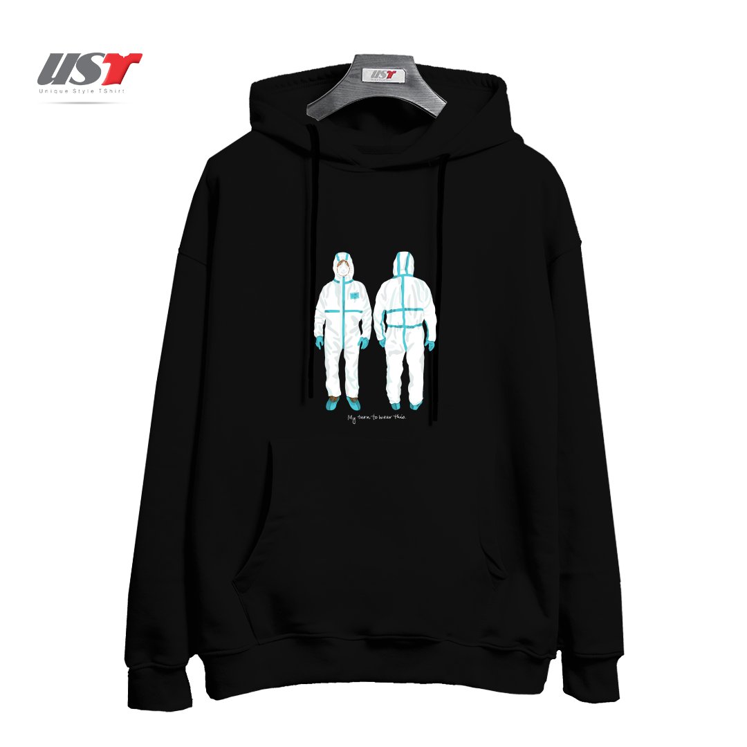 طرح MY TURN TO WEAR THIS هودی اورسایزرنگ مشکی