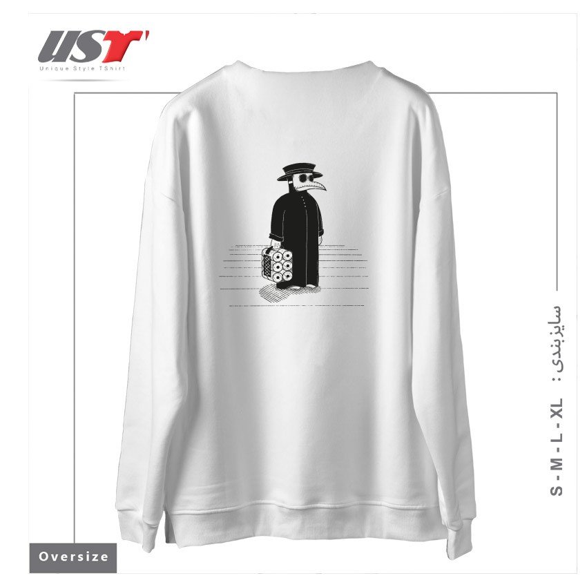 طرح PLAGUE APPAREL سوییشرت اورسایزرنگ سفید