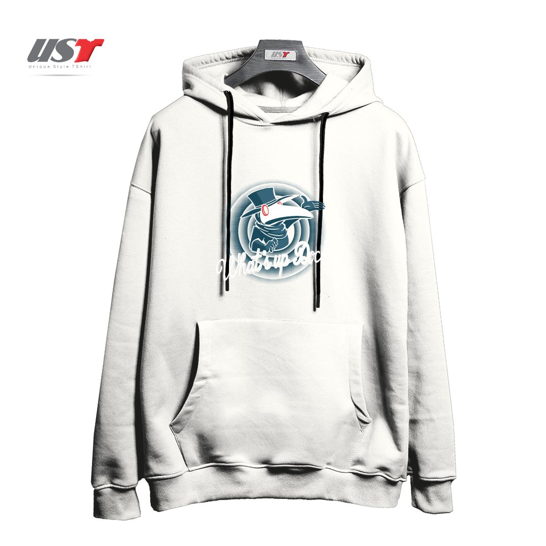 طرح PLAGUE DOC هودی اورسایزرنگ سفید