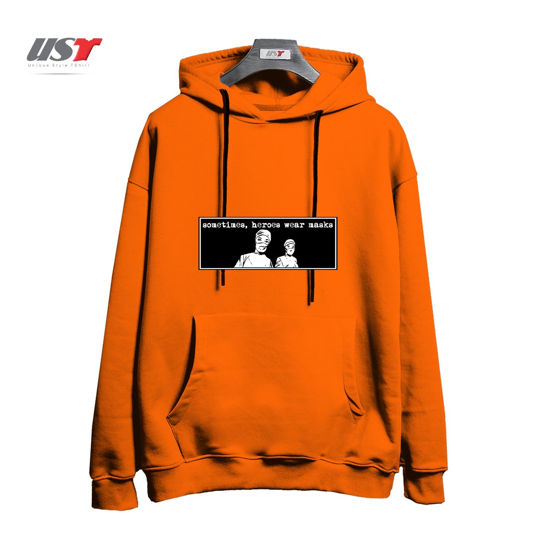 هودی اورسایز طرح SOMETIMES HEROES WEAR MASKS