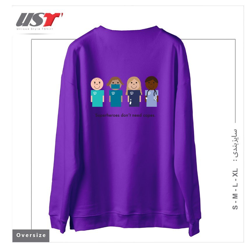 طرح SUPERDOCS سوییشرت اورسایزرنگ بنفش