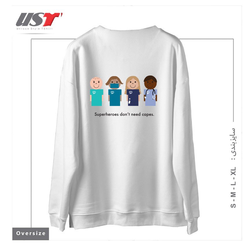 طرح SUPERDOCS سوییشرت اورسایزرنگ سفید