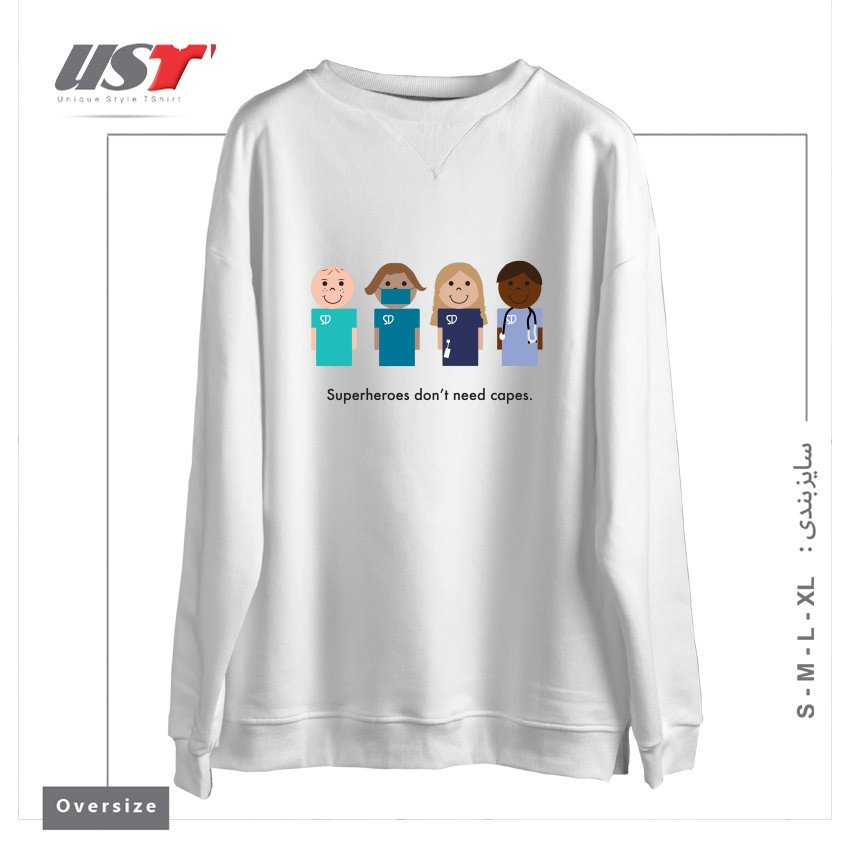 طرح SUPERDOCS سوییشرت اورسایزرنگ سفید