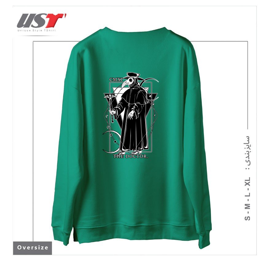 طرح THE DOCTOR54454 سوییشرت اورسایزرنگ سبز سدری