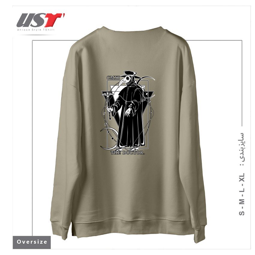 طرح THE DOCTOR54454 سوییشرت اورسایزرنگ نخودی