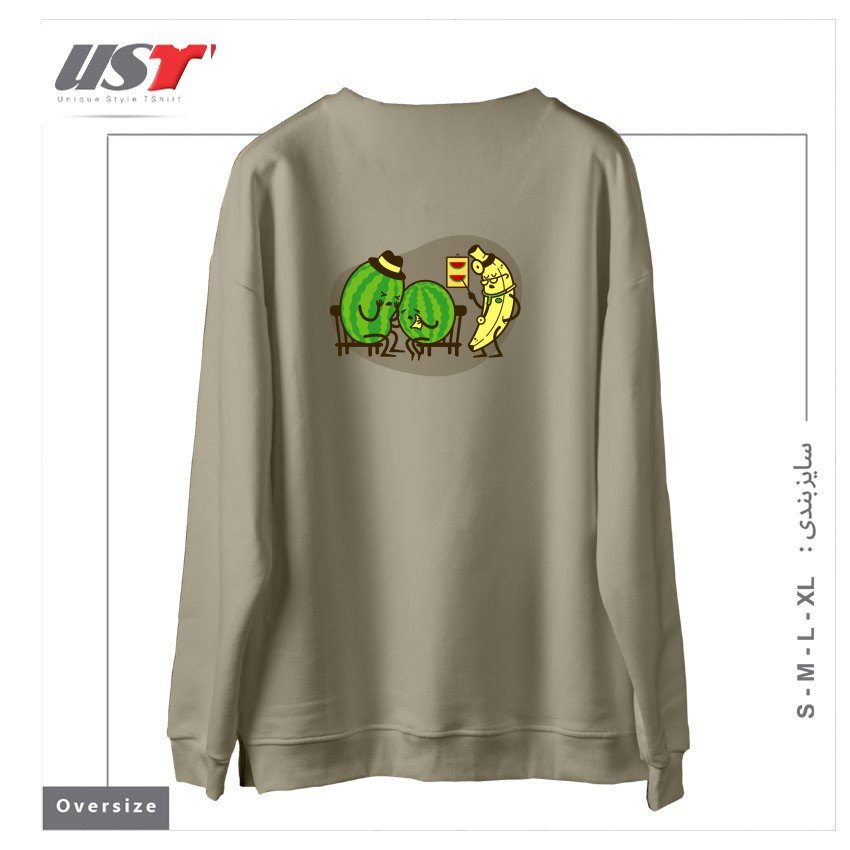 طرح THE DOWNSIDE OF GENETIC ENGINEERING سوییشرت اورسایزرنگ نخودی