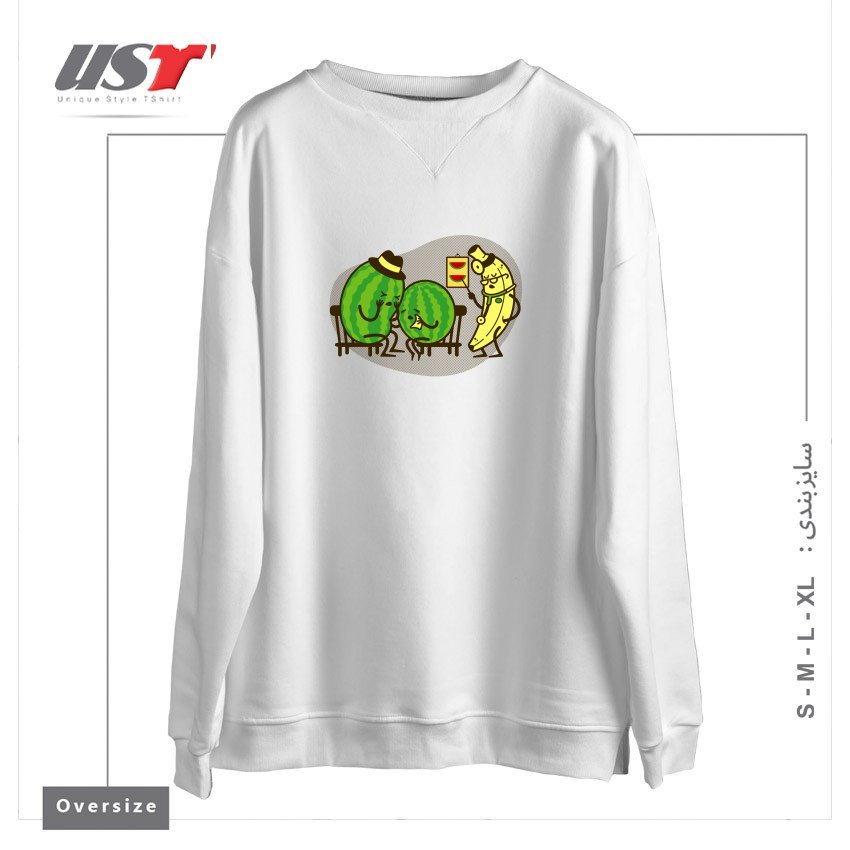 طرح THE DOWNSIDE OF GENETIC ENGINEERING سوییشرت اورسایزرنگ سفید