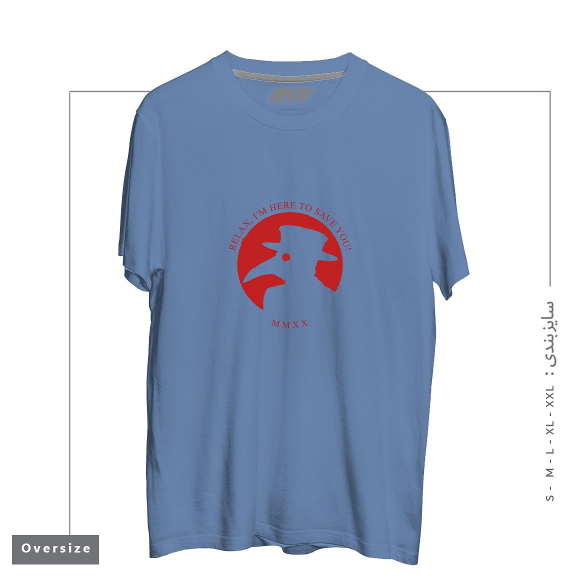 طرح THE PLAGUE DOCTOR -  CORONAVIRUS EDITION تیشرت اورسایزرنگ آبی نفتی