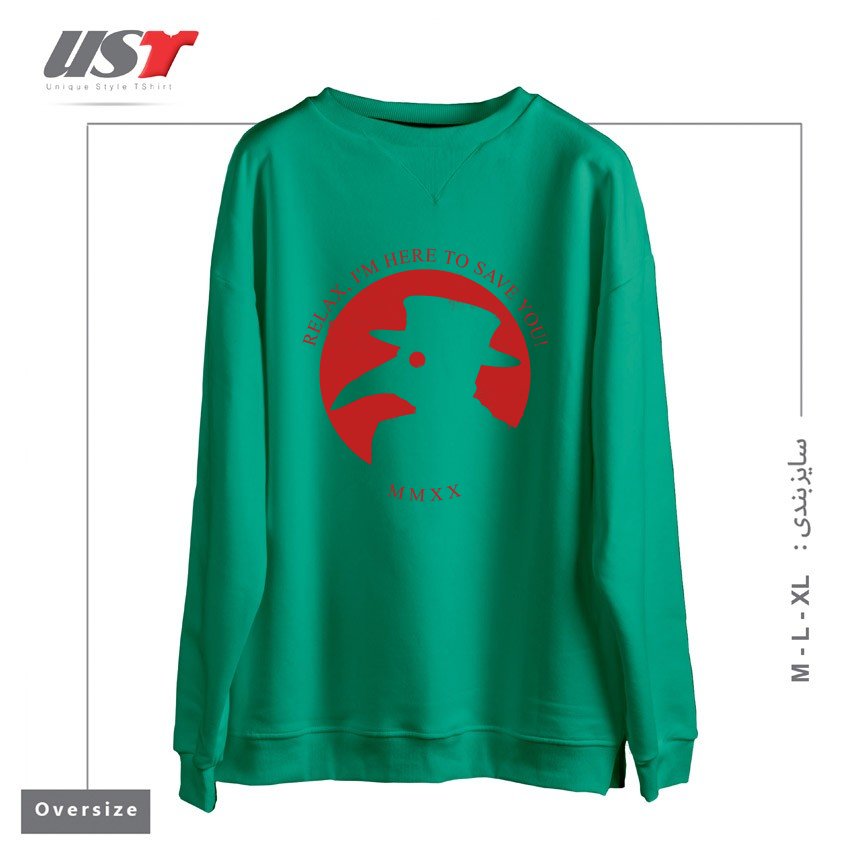 طرح THE PLAGUE DOCTOR -  CORONAVIRUS EDITION سوییشرت اورسایزرنگ سبز سدری