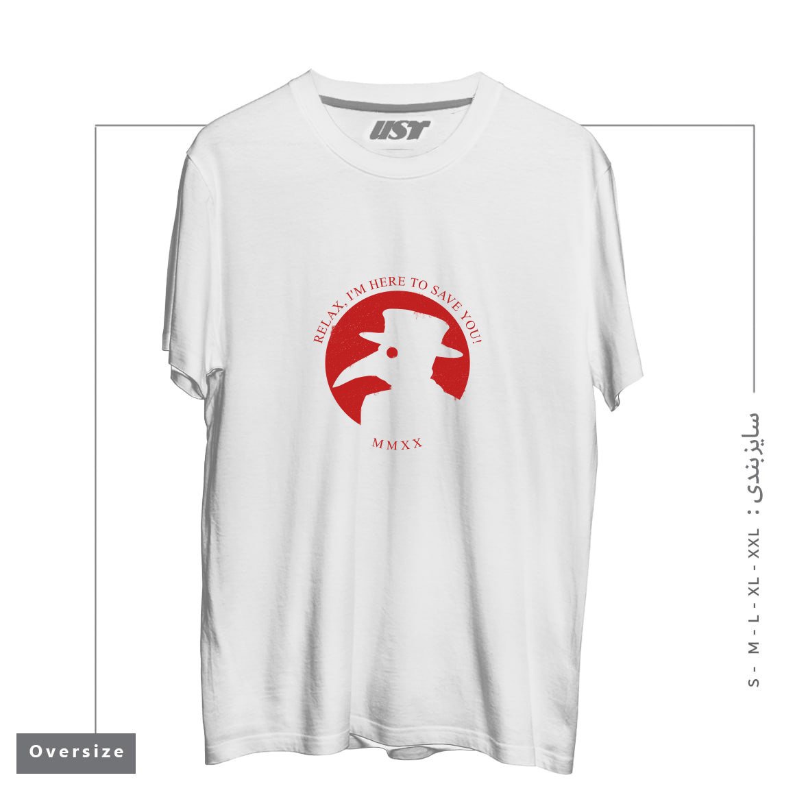 طرح THE PLAGUE DOCTOR -  CORONAVIRUS EDITION تیشرت اورسایزرنگ سفید