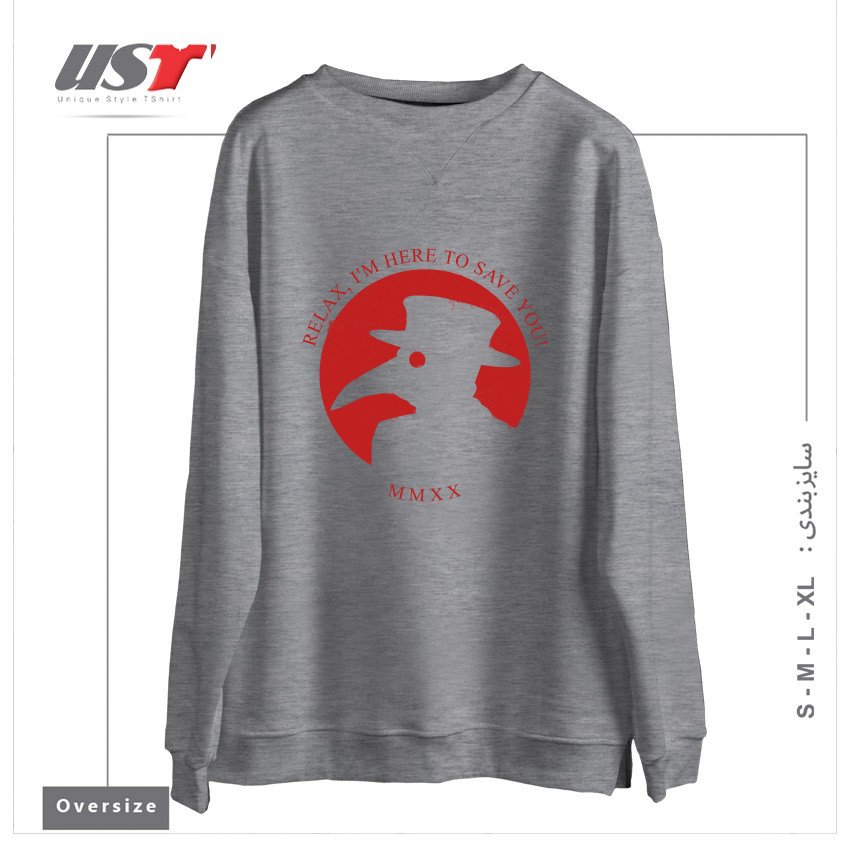 سوییشرت اورسایز طرح THE PLAGUE DOCTOR -  CORONAVIRUS EDITION