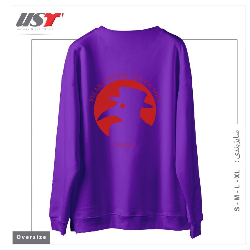 طرح THE PLAGUE DOCTOR -  CORONAVIRUS EDITION سوییشرت اورسایزرنگ بنفش