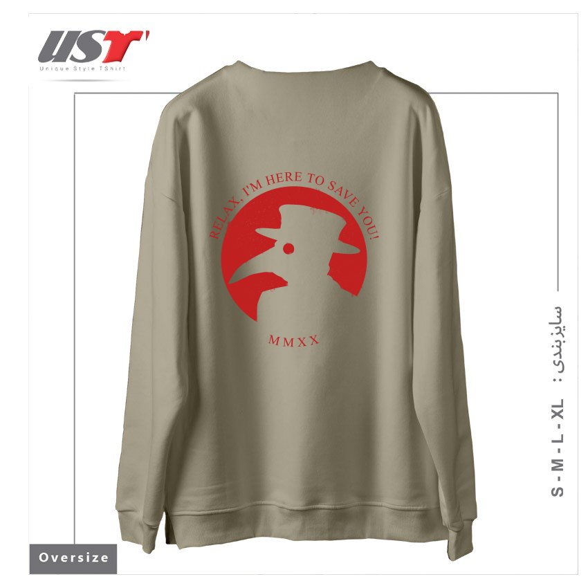 طرح THE PLAGUE DOCTOR -  CORONAVIRUS EDITION سوییشرت اورسایزرنگ نخودی