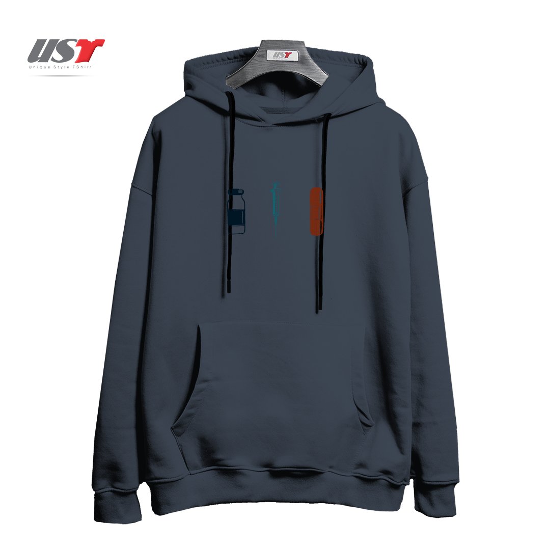 هودی اورسایز طرح VINTAGE VACCINES - LARGE ON WHITE