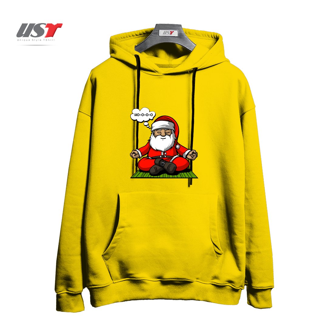 طرح SANTA MEDITATION هودی اورسایزرنگ زرد