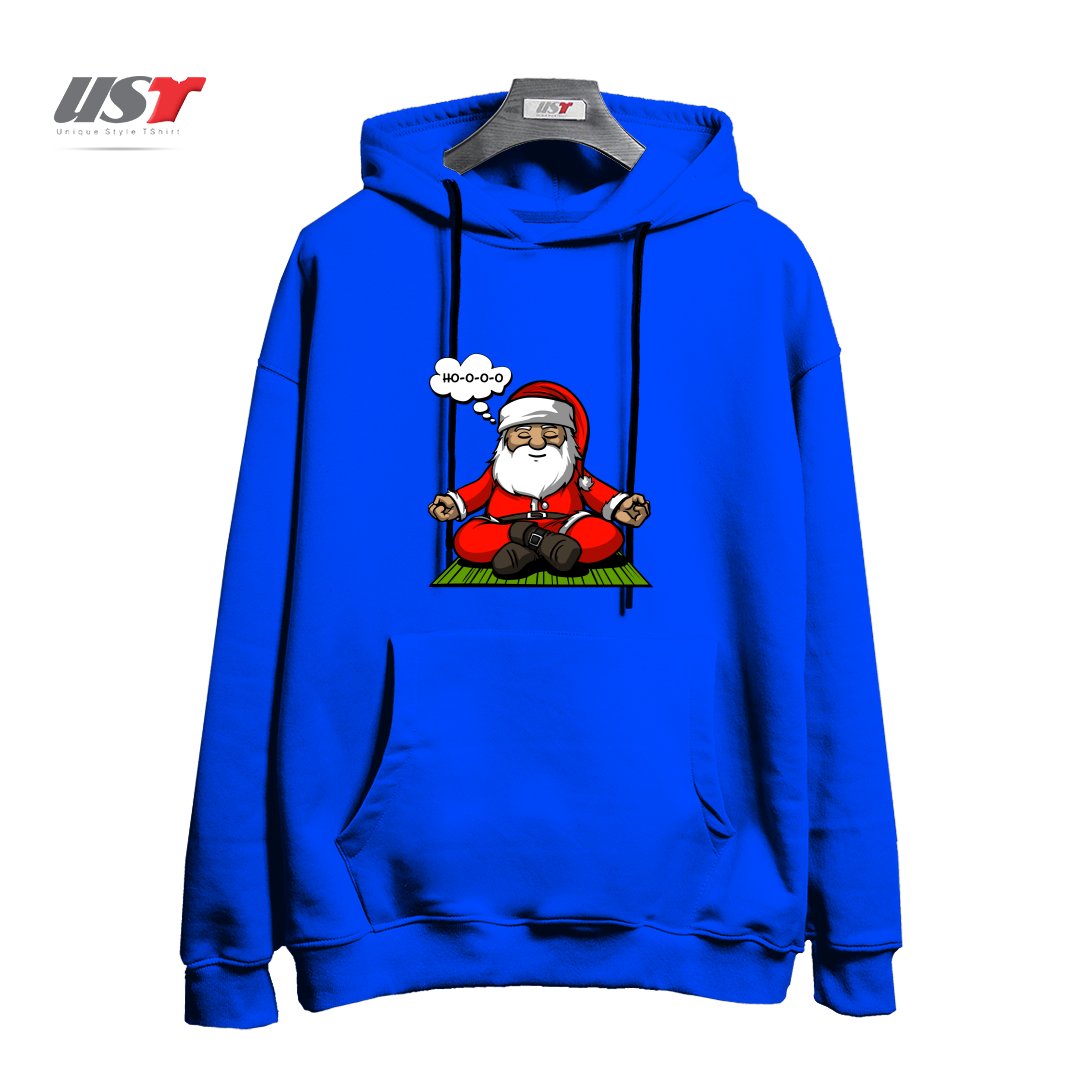 طرح SANTA MEDITATION هودی اورسایزرنگ آبی شالی