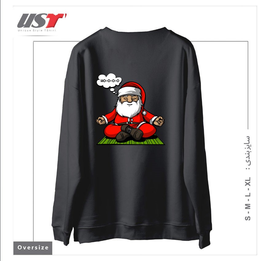 طرح SANTA MEDITATION سوییشرت اورسایزرنگ دودی