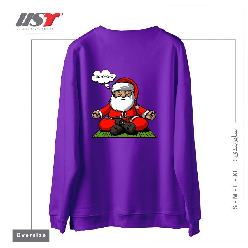 طرح SANTA MEDITATION سوییشرت اورسایزرنگ بنفش