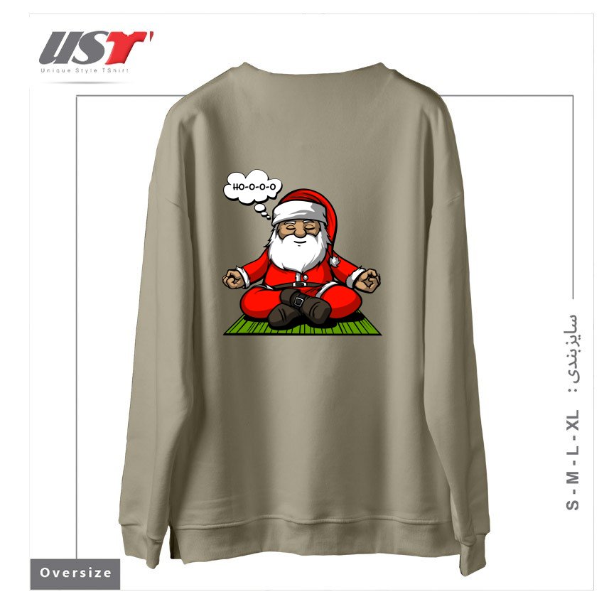 طرح SANTA MEDITATION سوییشرت اورسایزرنگ نخودی