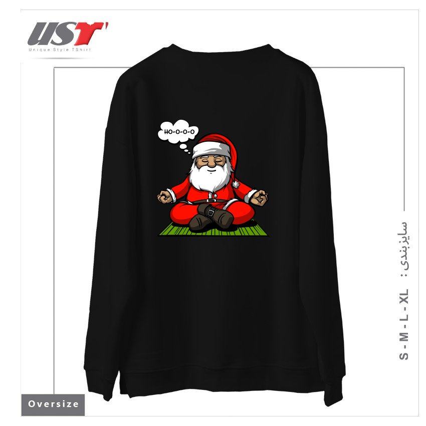 طرح SANTA MEDITATION سوییشرت اورسایزرنگ مشکی
