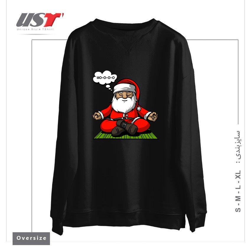 طرح SANTA MEDITATION سوییشرت اورسایزرنگ مشکی