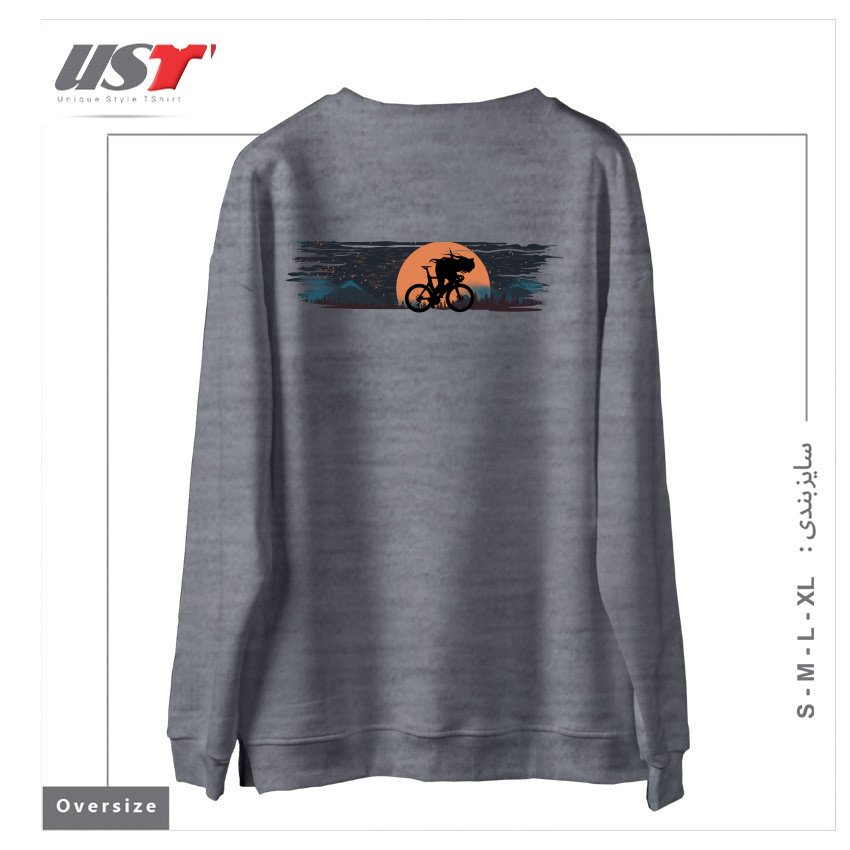 طرح ANIME BIKE PUNK GIRLS سوییشرت اورسایزرنگ طوسی ملانژ