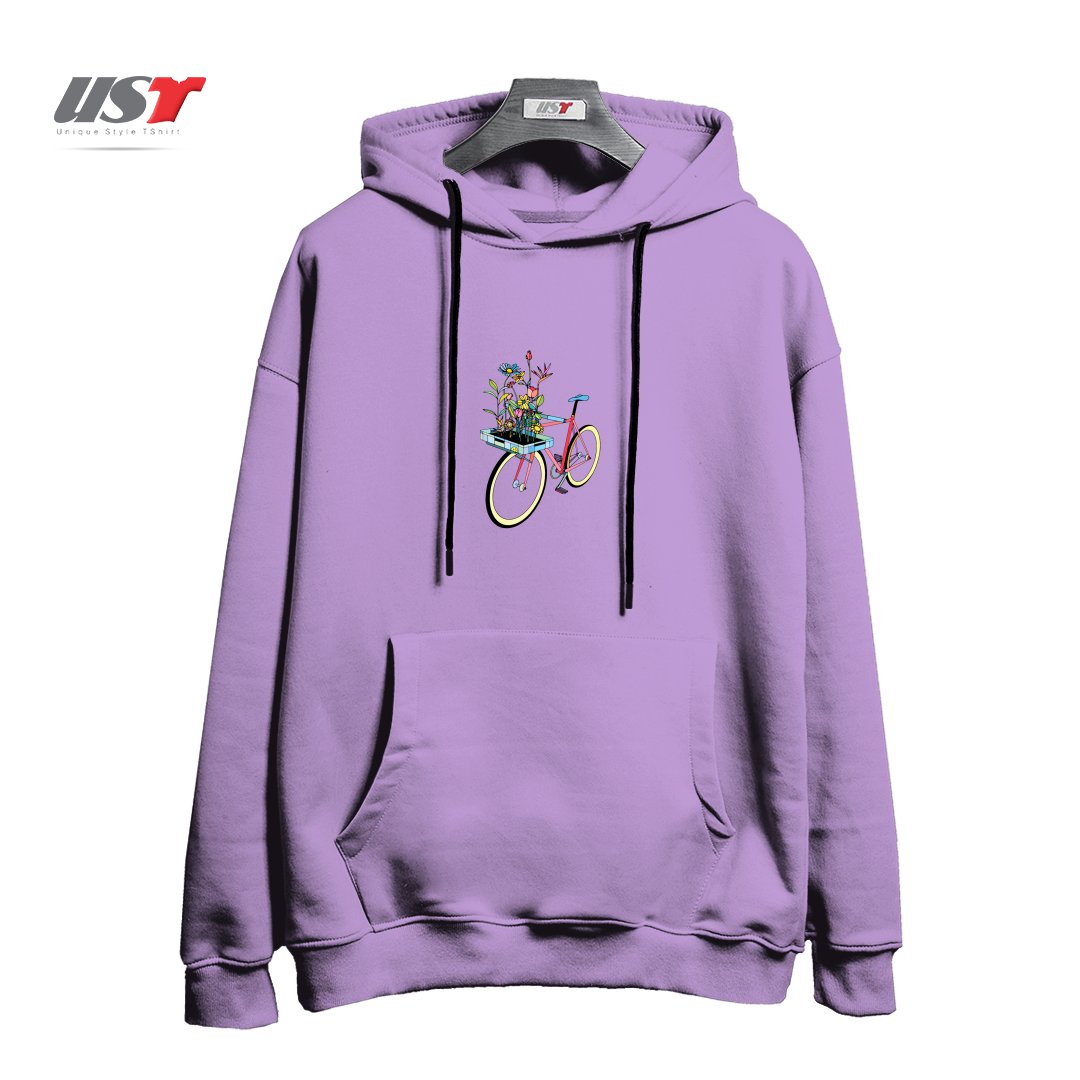 هودی اورسایز طرح BIKE AND FLOWERS