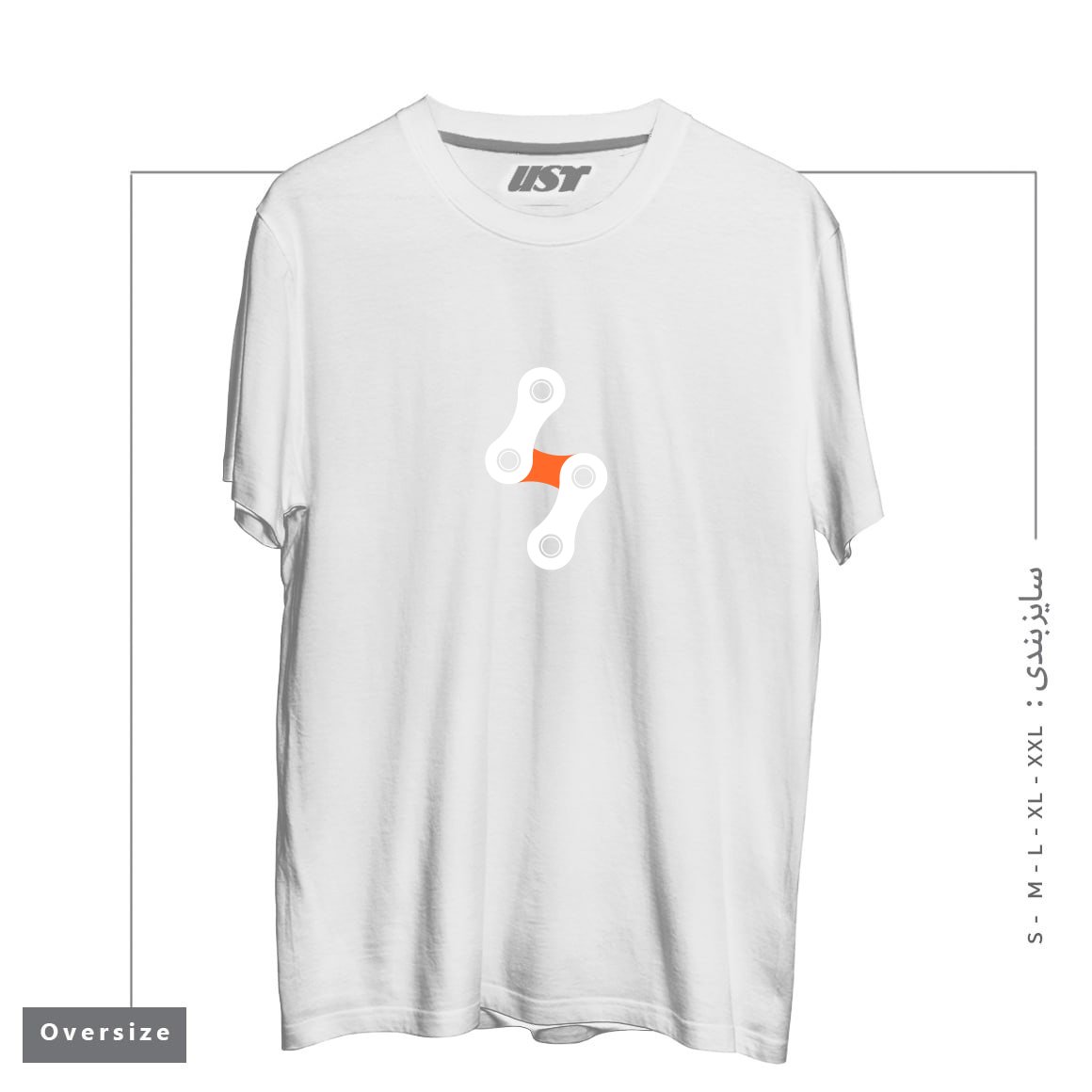 طرح BIKE BOLT - ORANGE تیشرت اورسایزرنگ سفید