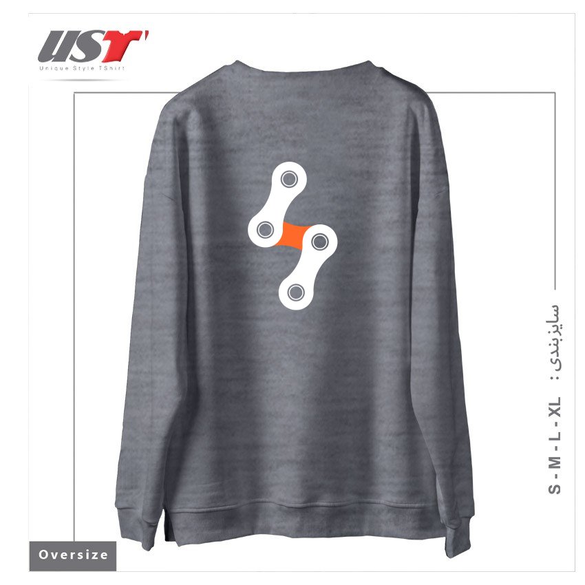 طرح BIKE BOLT - ORANGE سوییشرت اورسایزرنگ طوسی ملانژ