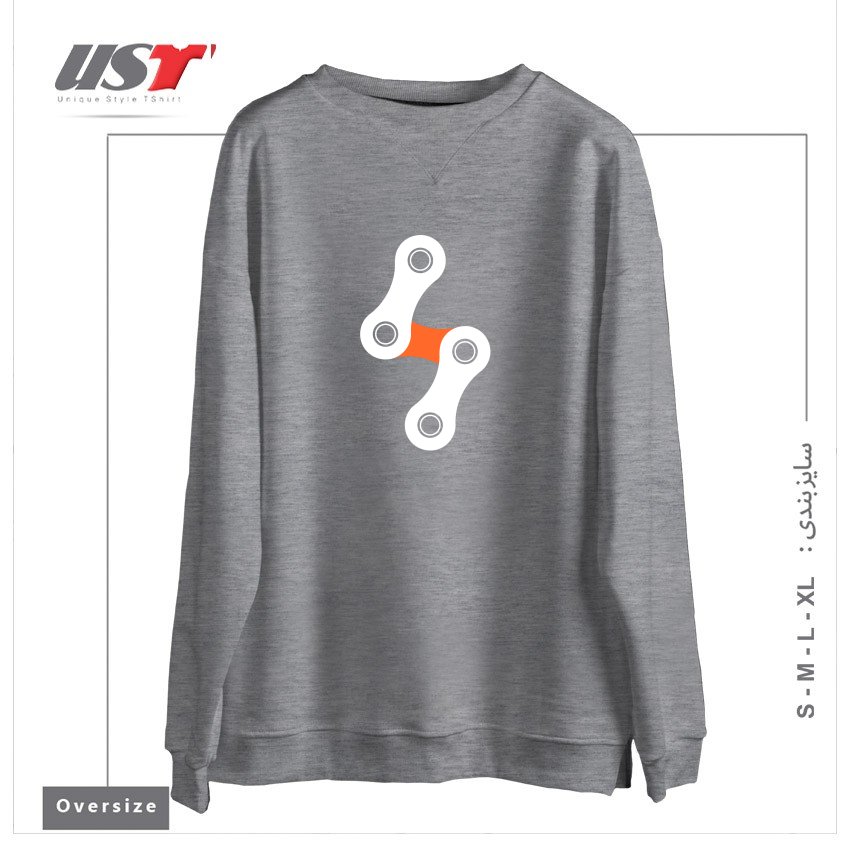 طرح BIKE BOLT - ORANGE سوییشرت اورسایزرنگ طوسی ملانژ