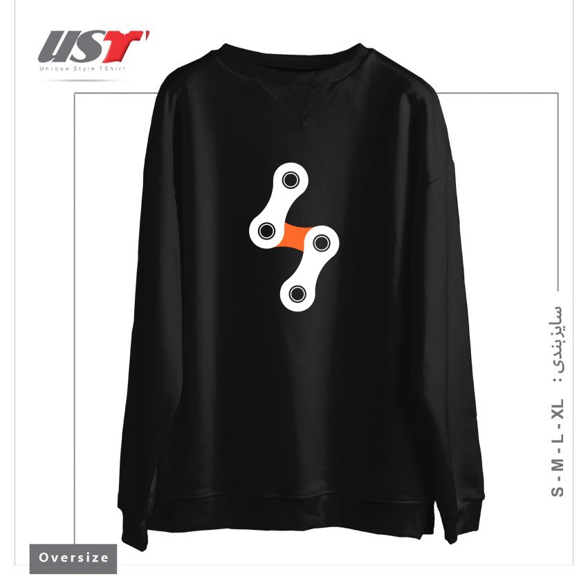 طرح BIKE BOLT - ORANGE سوییشرت اورسایزرنگ مشکی