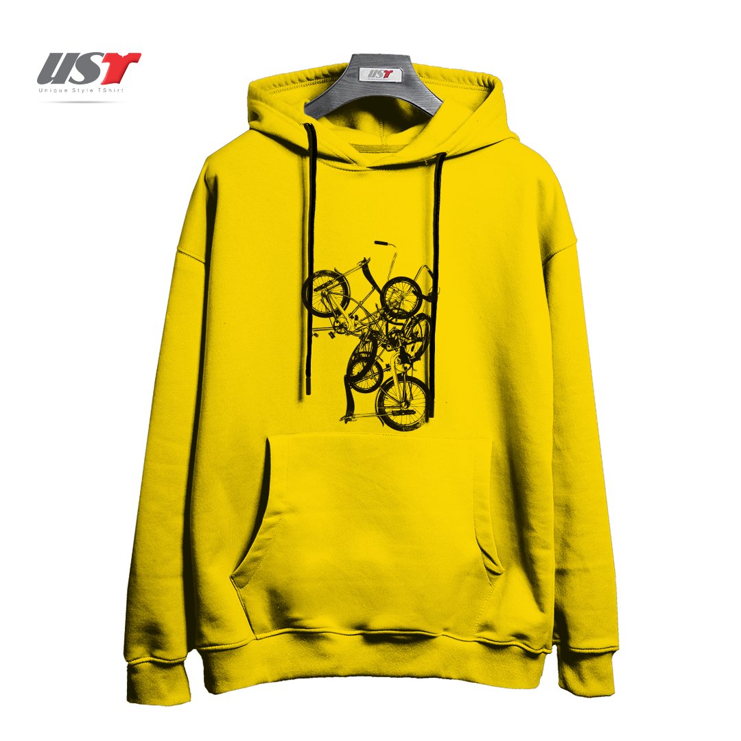 طرح BIKE CHAOS  ON SALE! هودی اورسایزرنگ زرد