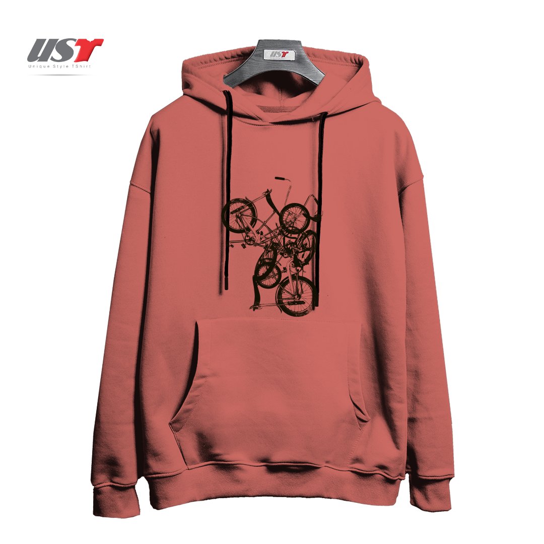 طرح BIKE CHAOS  ON SALE! هودی اورسایزرنگ آجری