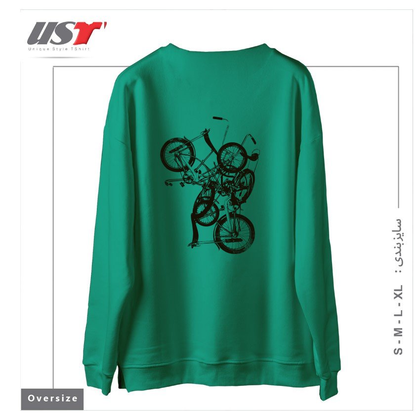 طرح BIKE CHAOS  ON SALE! سوییشرت اورسایزرنگ سبز سدری