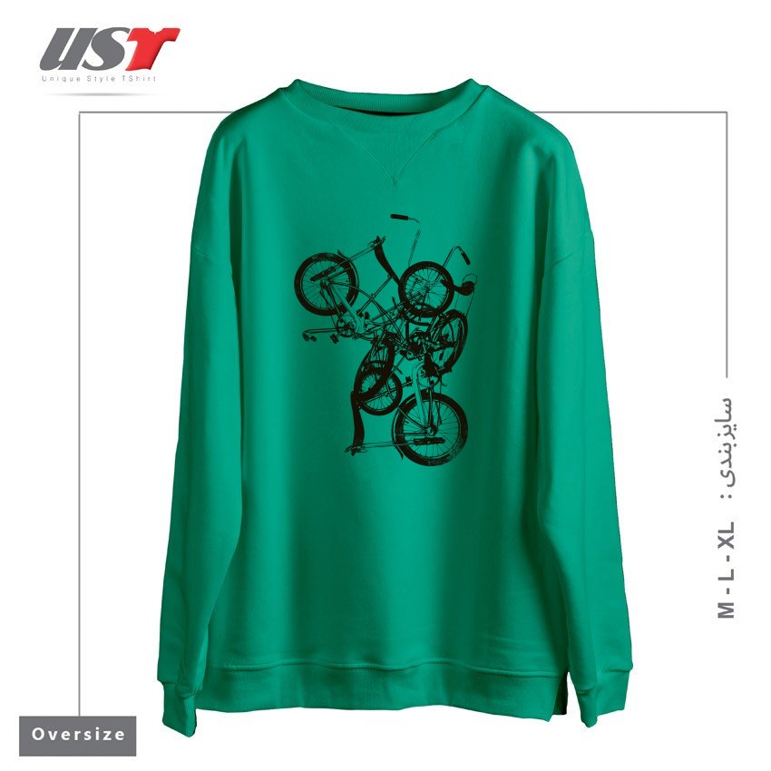 طرح BIKE CHAOS  ON SALE! سوییشرت اورسایزرنگ سبز سدری