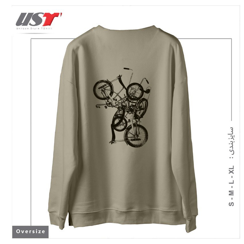 طرح BIKE CHAOS  ON SALE! سوییشرت اورسایزرنگ نخودی
