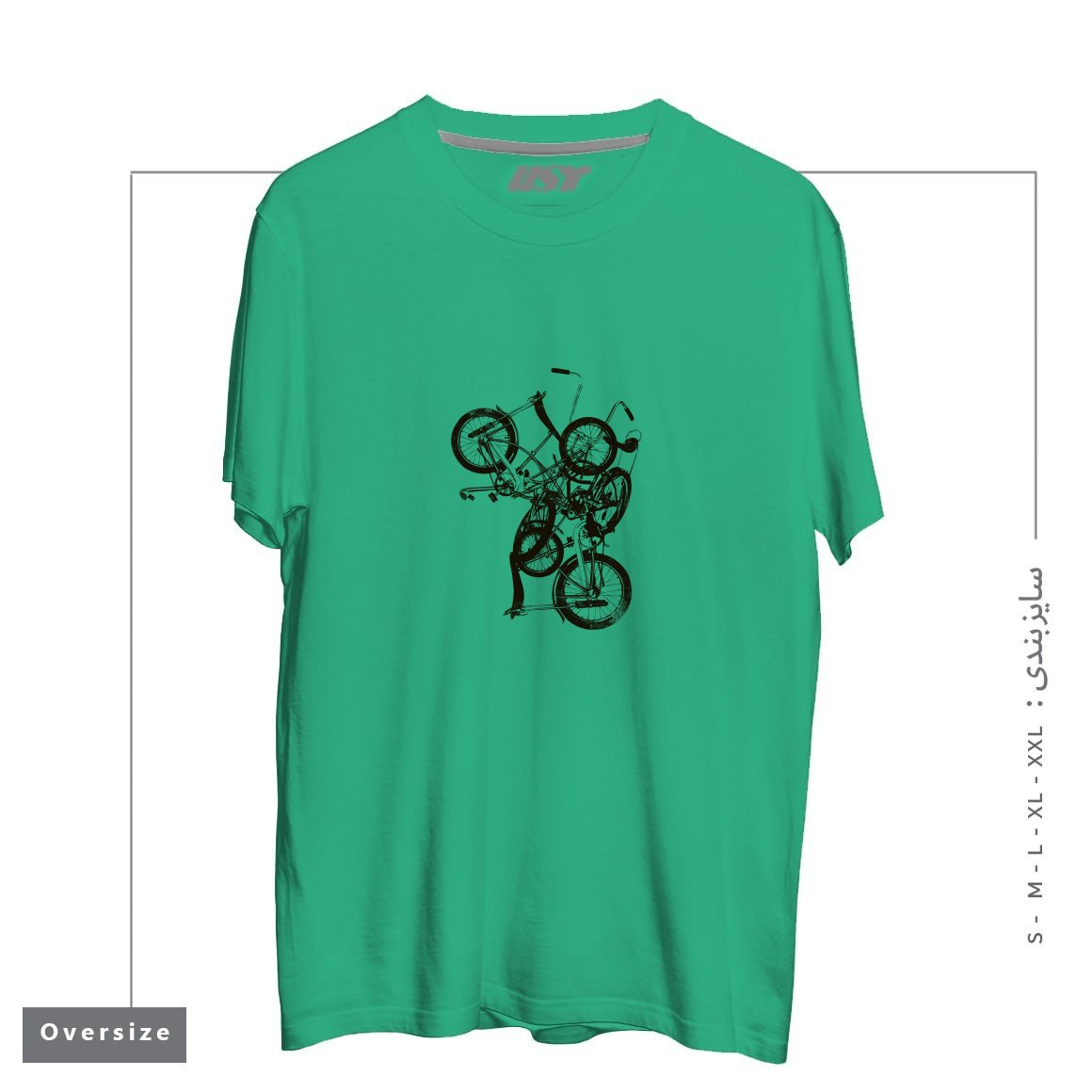 طرح BIKE CHAOS  ON SALE! تیشرت اورسایزرنگ سبز
