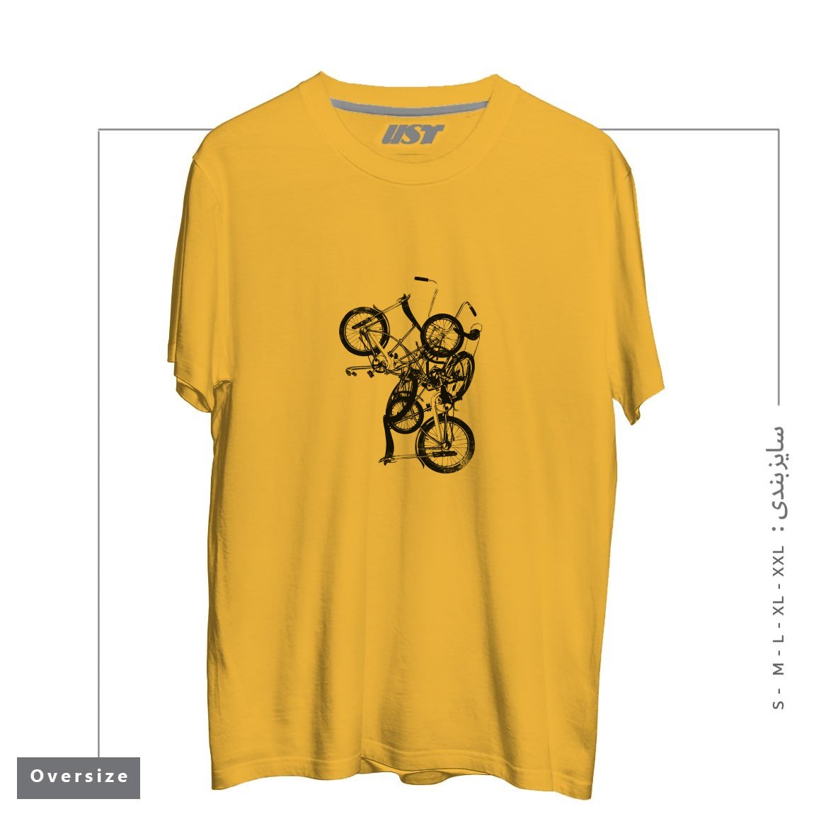 طرح BIKE CHAOS  ON SALE! تیشرت اورسایزرنگ خردلی