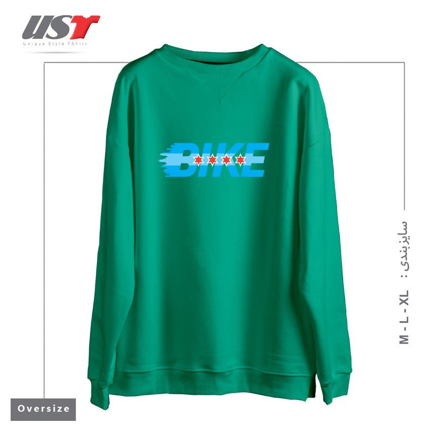 طرح BIKE CHICAGO سوییشرت اورسایزرنگ سبز سدری