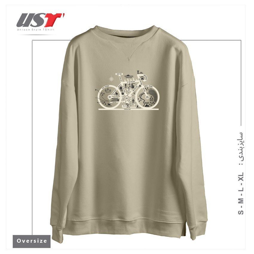 طرح BIKE CITY MAP سوییشرت اورسایزرنگ نخودی
