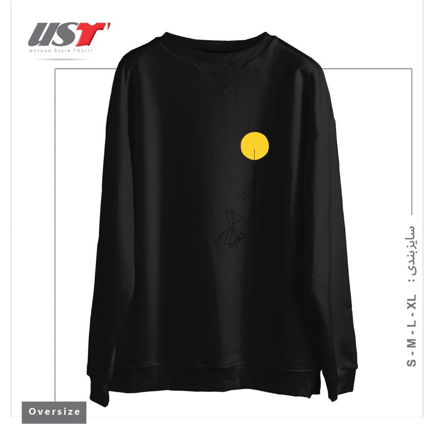 طرح YELLOW BIKE سوییشرت اورسایزرنگ مشکی