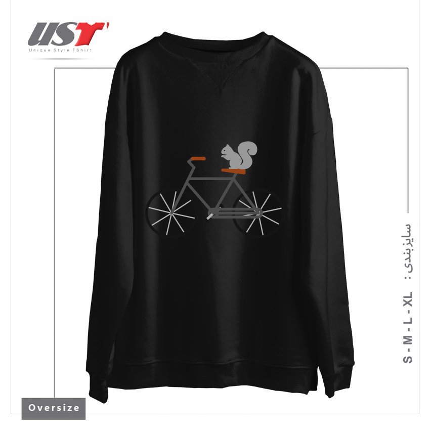 سوییشرت اورسایز طرح SQUIRREL RIDING BIKE