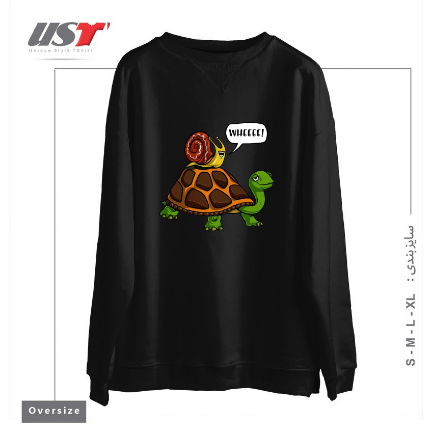 طرح SNAIL RIDING TURTLE سوییشرت اورسایزرنگ مشکی