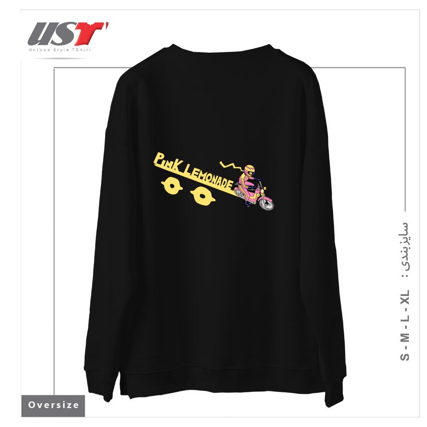 طرح RIDING THE LINE سوییشرت اورسایزرنگ مشکی