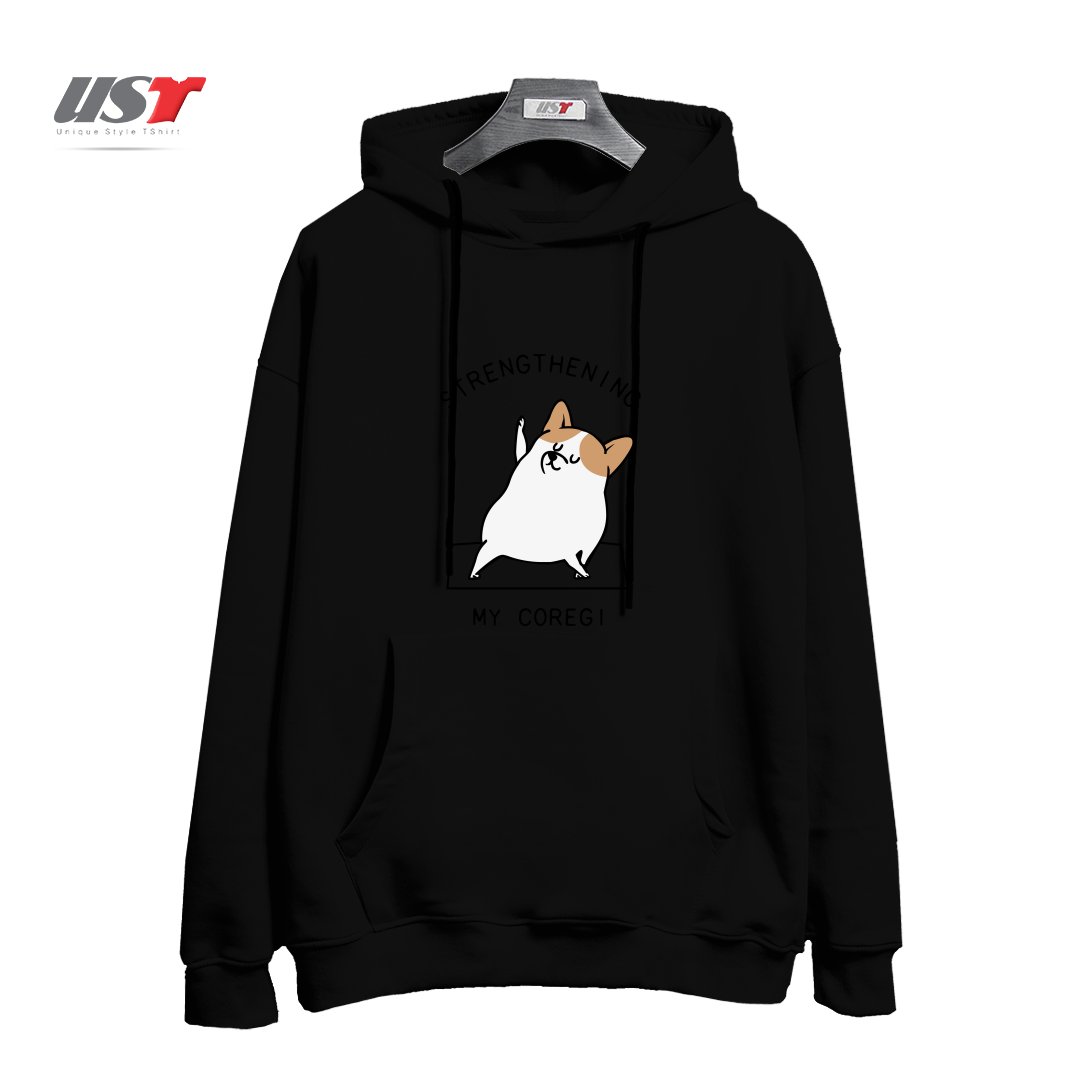 طرح STRENGTHENING MY COREGI هودی اورسایزرنگ مشکی