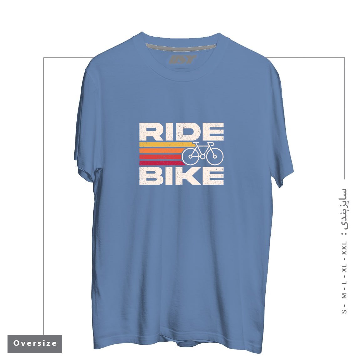 طرح RIDE BIKE تیشرت اورسایزرنگ آبی نفتی