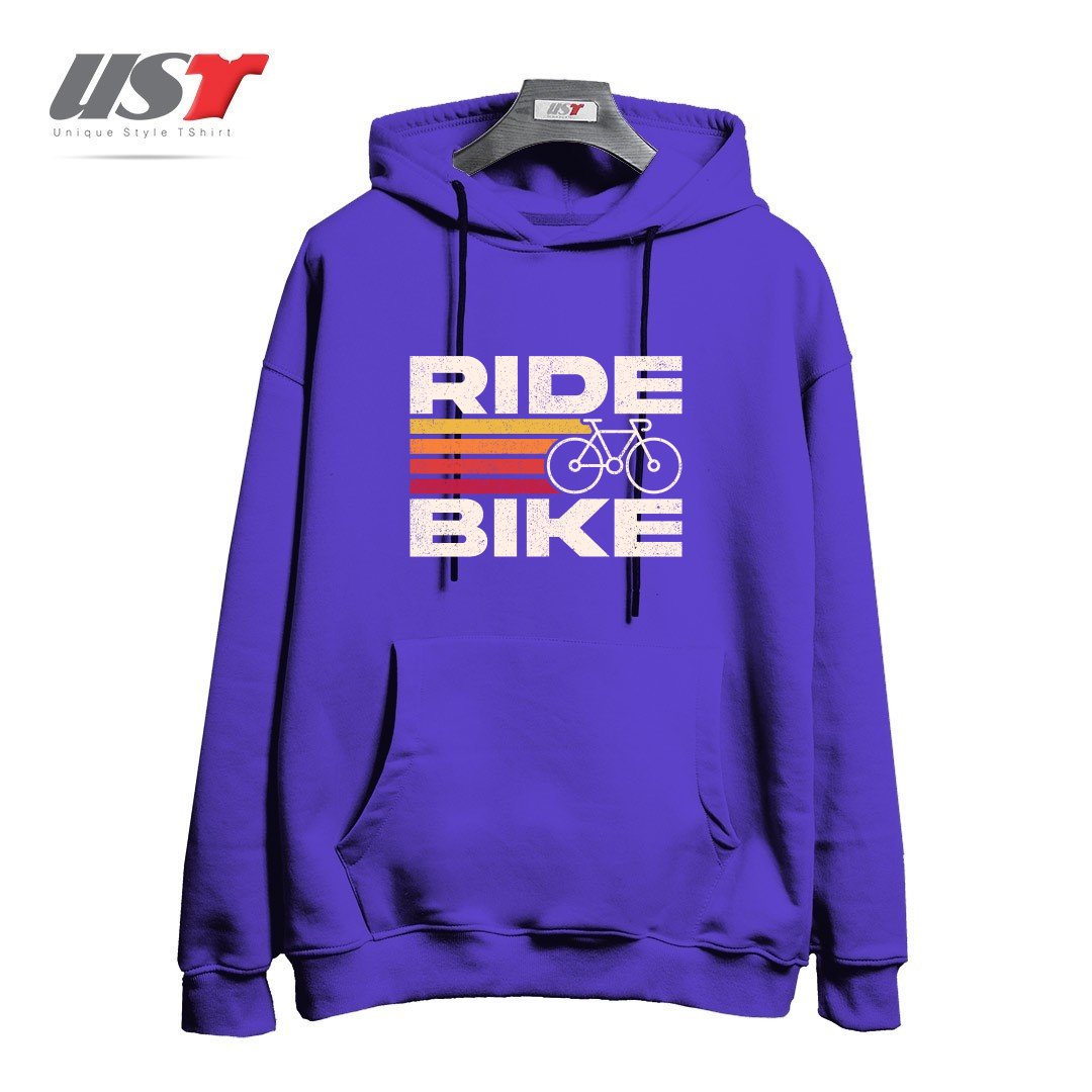 طرح RIDE BIKE هودی اورسایزرنگ بنفش
